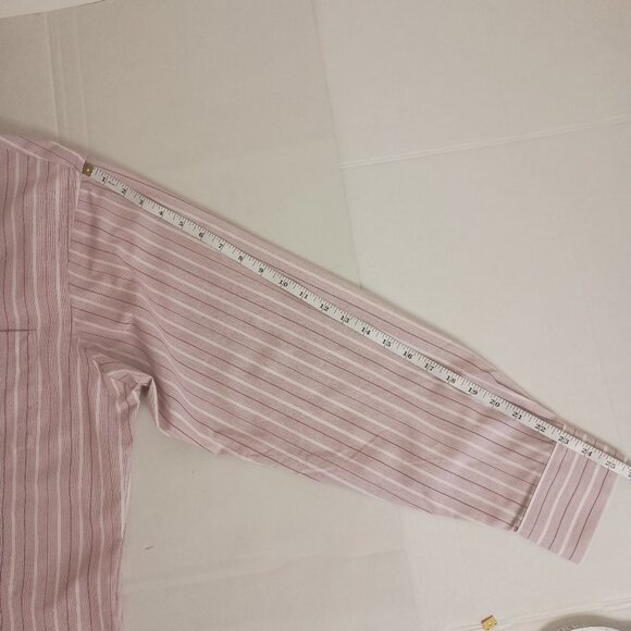 Van Heusen Men’s Fitted Button Down Shirt Pink Maroon White Stripes Size 17 NWT - Picture 14 of 16